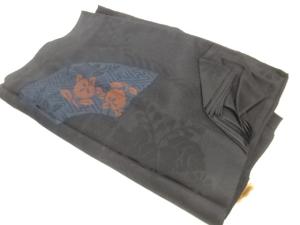 アンティーク　地紙に橘模様織出し羽織洗い張り